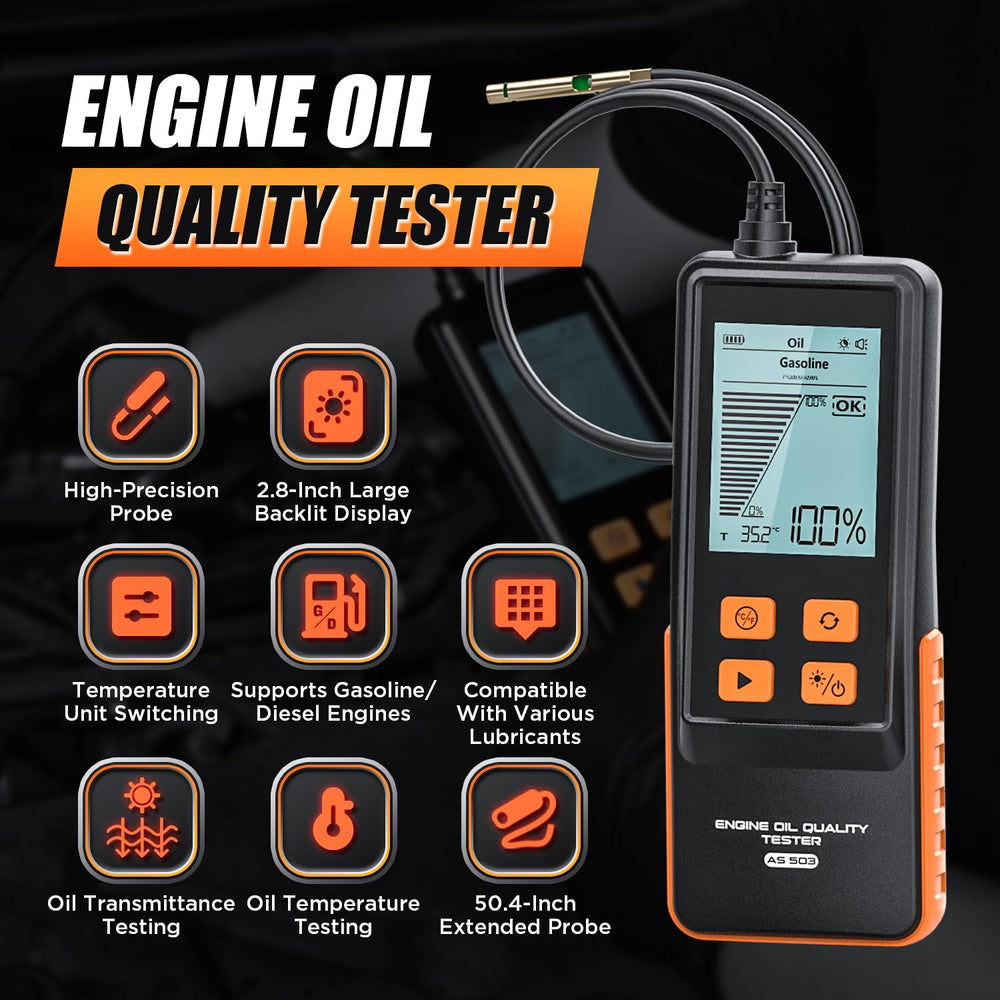RALBIL oil tester shows temperature on screen for accurate heat-aware testing.