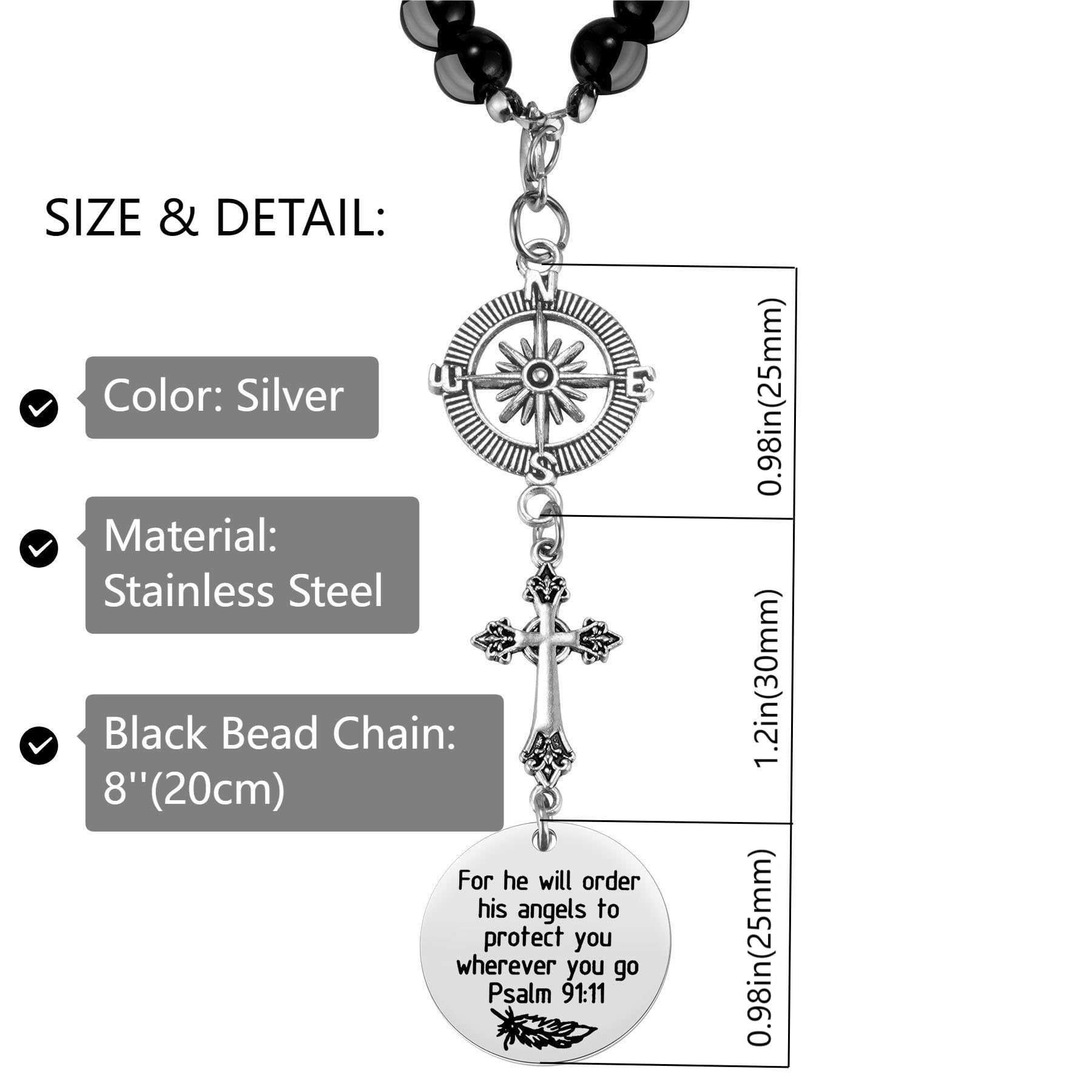 Ralukiia 8-inch chain with lobster clasp on car charm for adjustable mirror fit