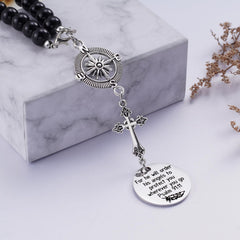 Ralukiia antique silver cross link charm adds timeless faith detail to rear-view charm