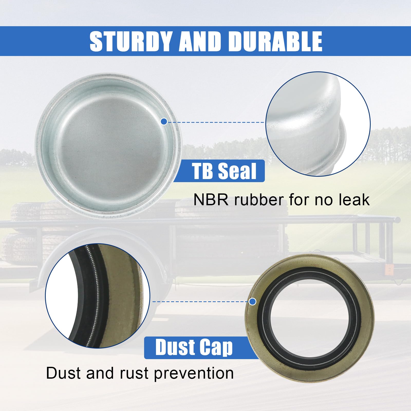 RALZAOTO dust covers and cotter pins ensure secure trailer assembly.