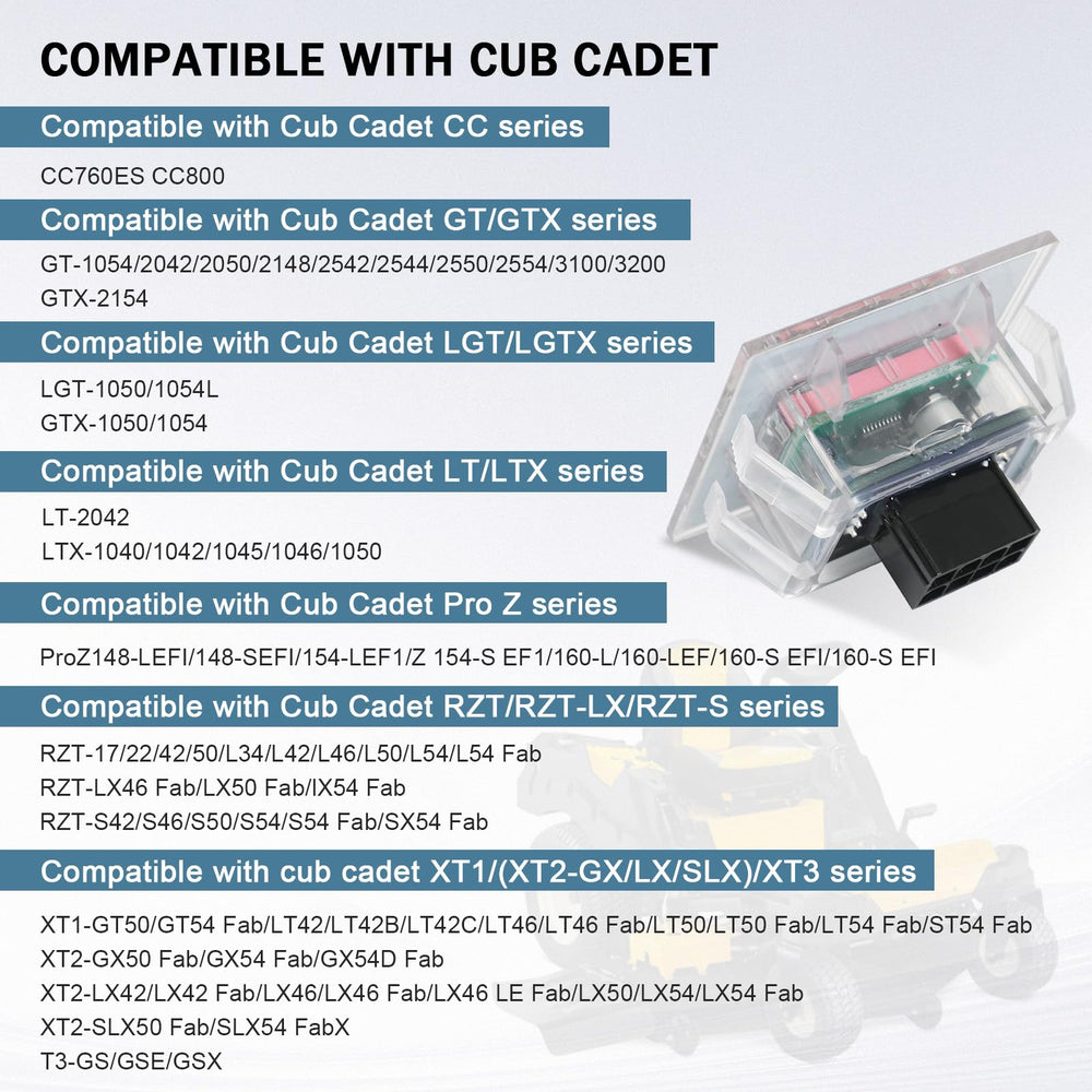RALZAOTO Cub Cadet XT1-GT54 compatibility supports versatile mower models for reliable integration.