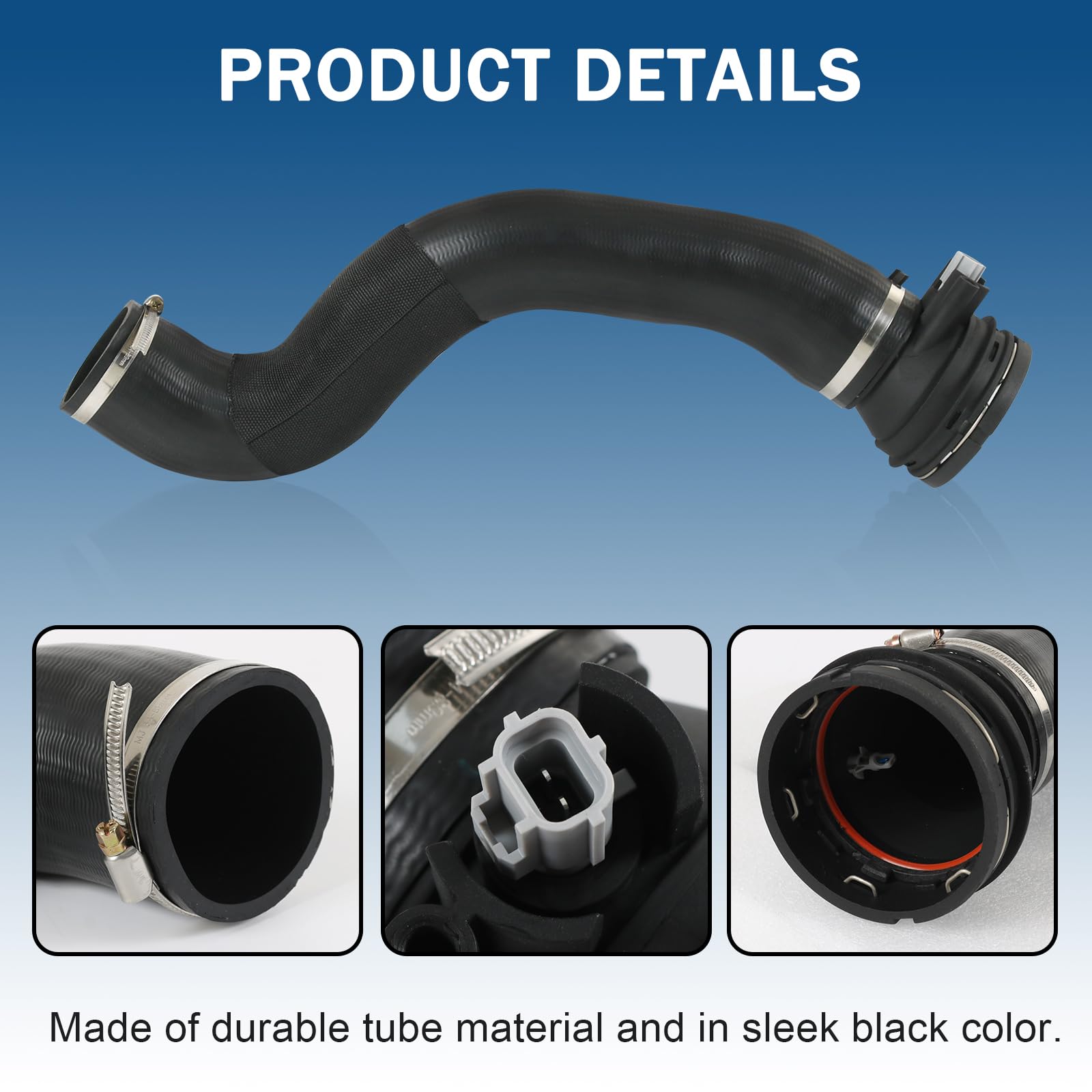 RALZAOTO black outlet tube helps maintain clean under-hood appearance on 2017–2019 F-350.