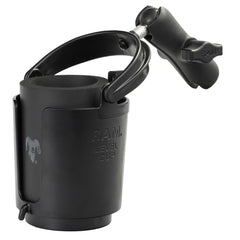 RAM Mounts RAP-B-132B-201U level cup holding a 16oz drink on a motorcycle