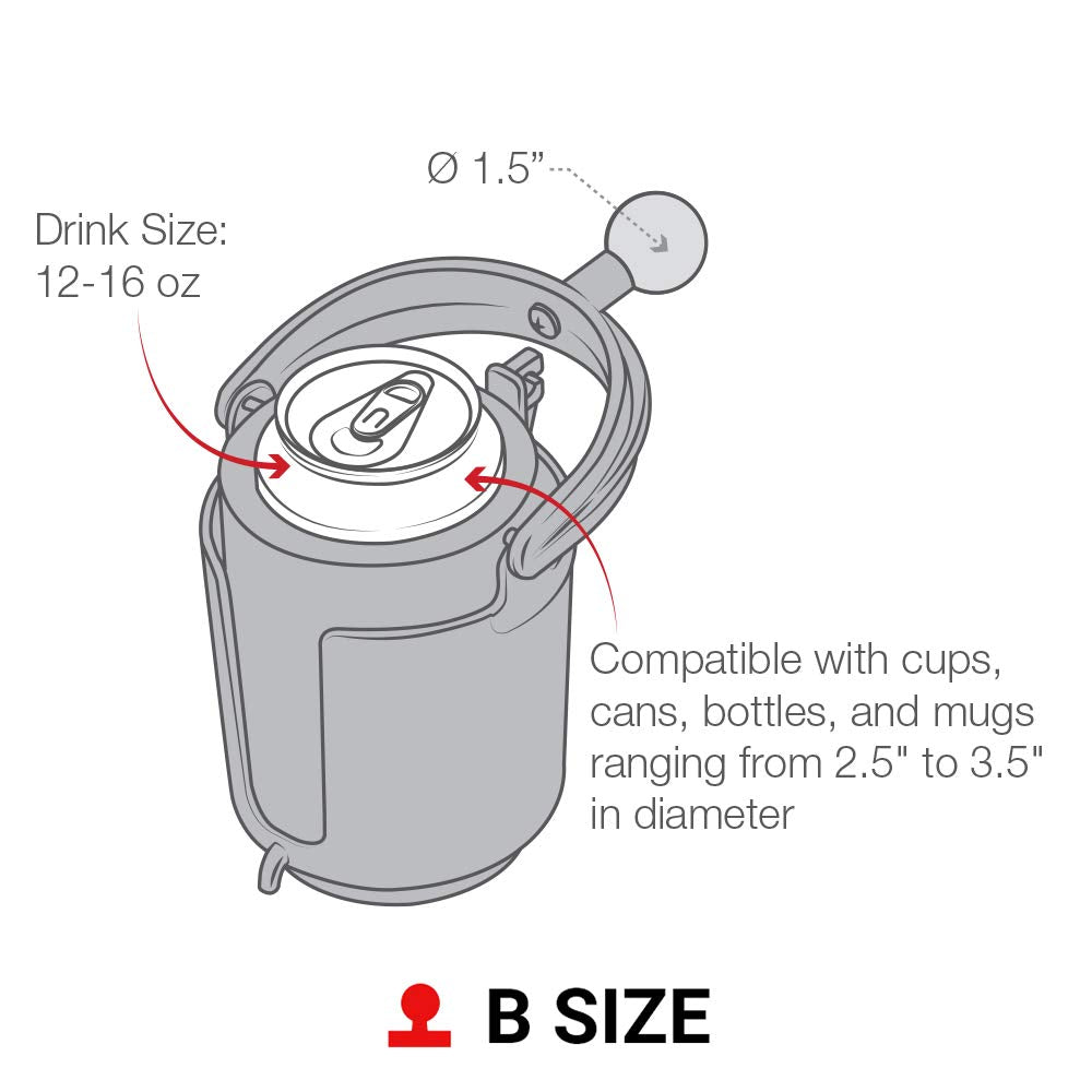 RAM MOUNTS Level Cup self-leveling keeps liquids stable on rough terrain.