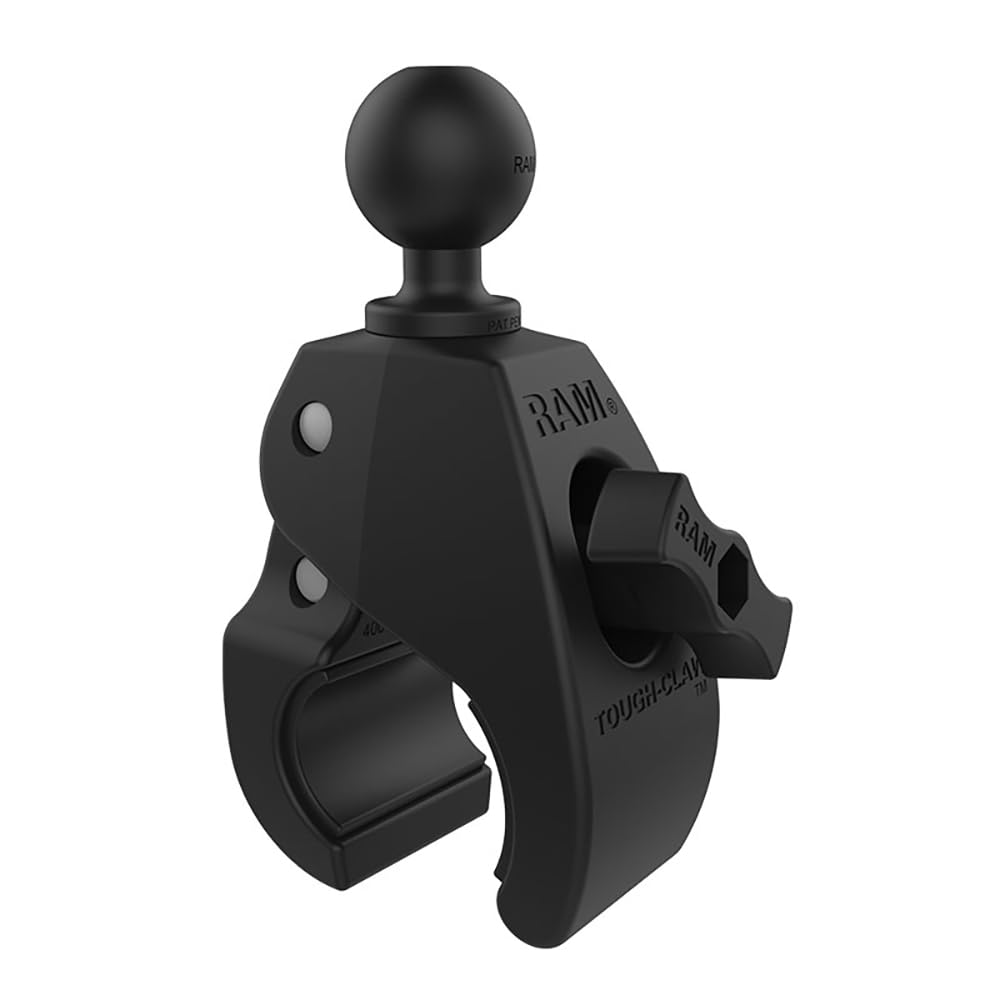 RAM MOUNTS Tough-Claw base rail clamp grips rails for stable mounting.