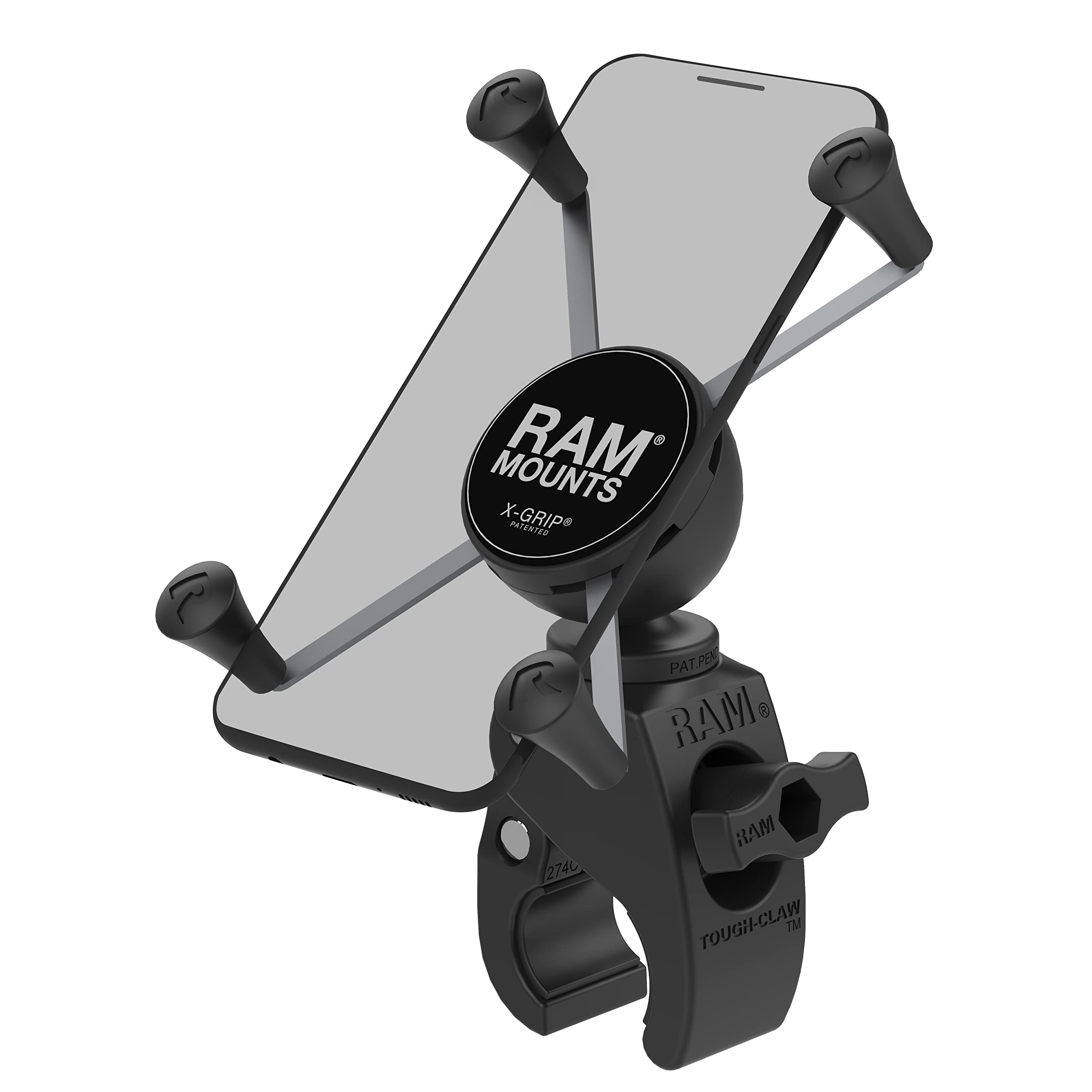 RAM MOUNTS X-Grip large phone mount on handlebars holds large devices securely