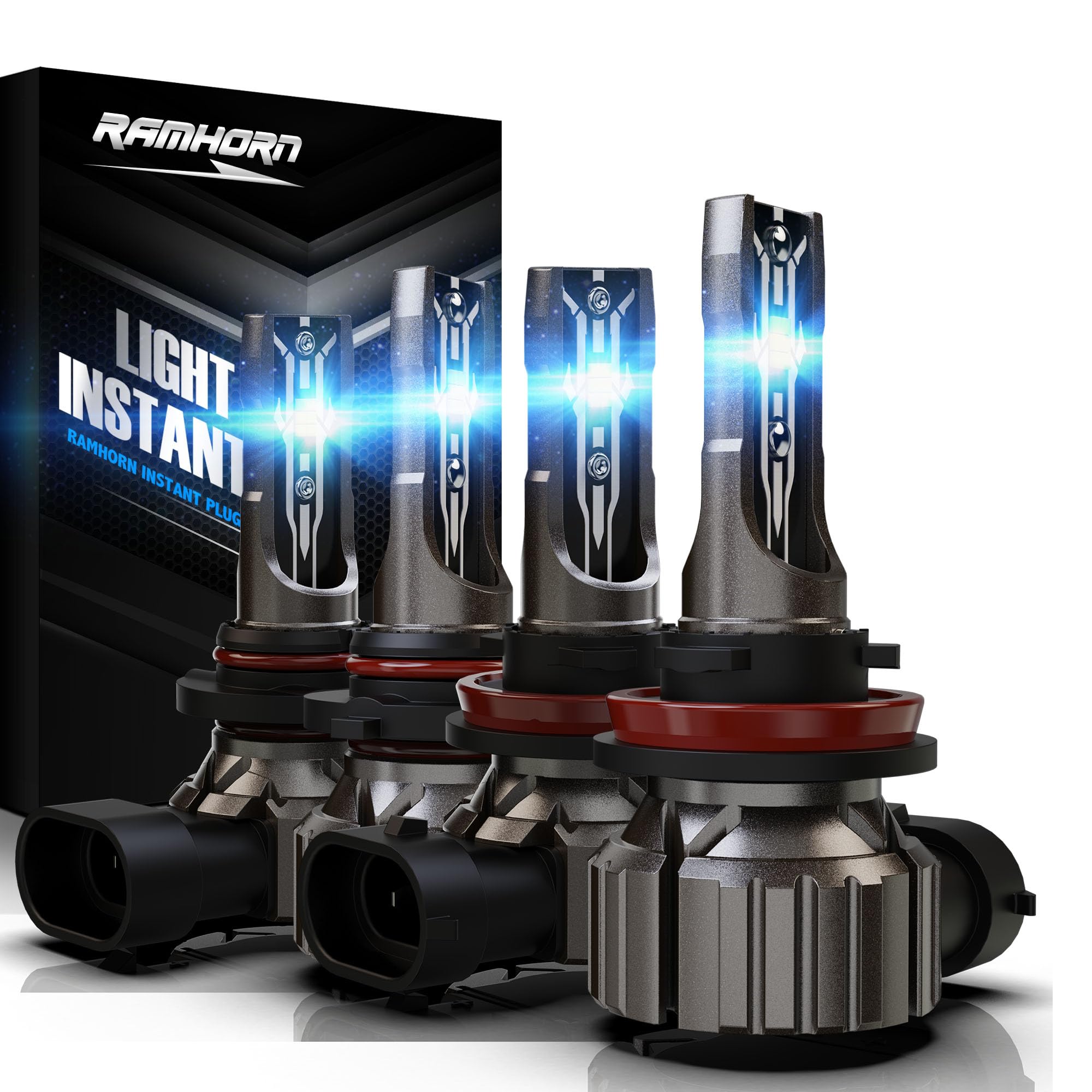 RAMHORN 9005 H11 bulbs in a box – ready for a simple, fast replacement.