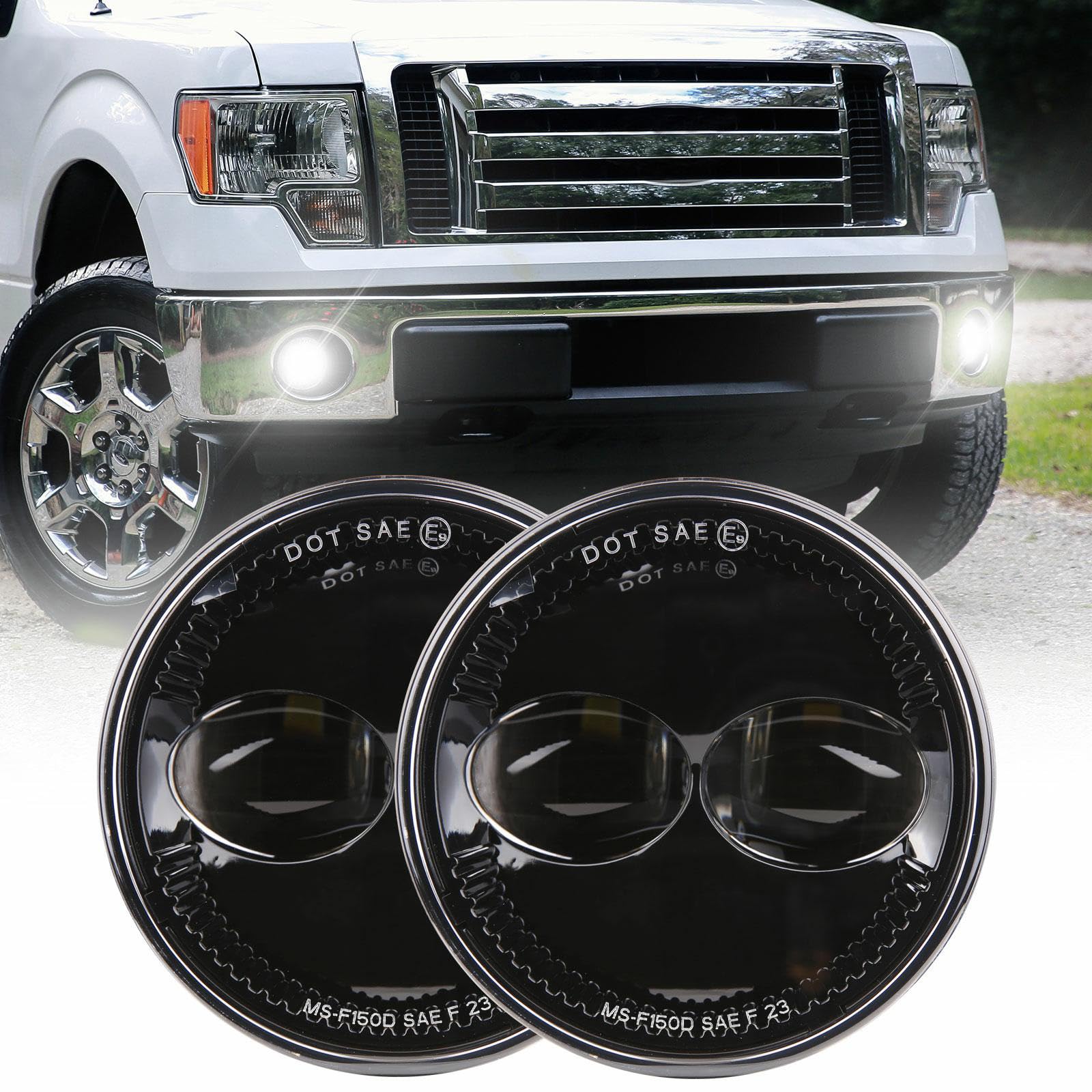 RAMJET4X4 LED fog light for F-150, front view, enhanced nighttime visibility.