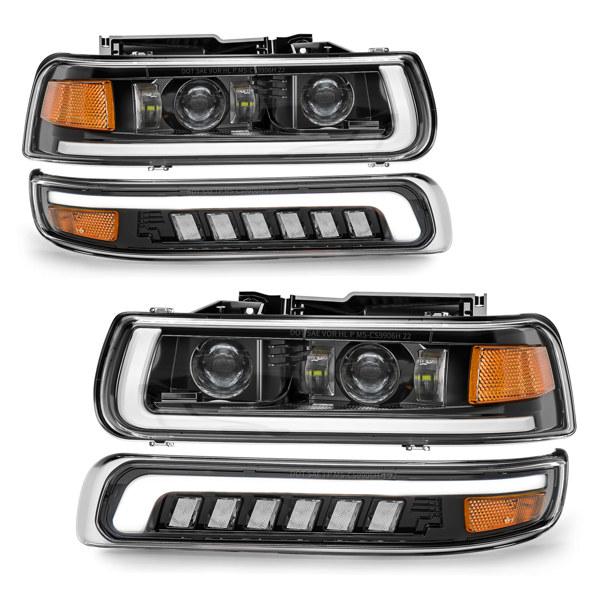 RAMJET4X4 LED headlights assembly improves nighttime visibility with crystal clarity.