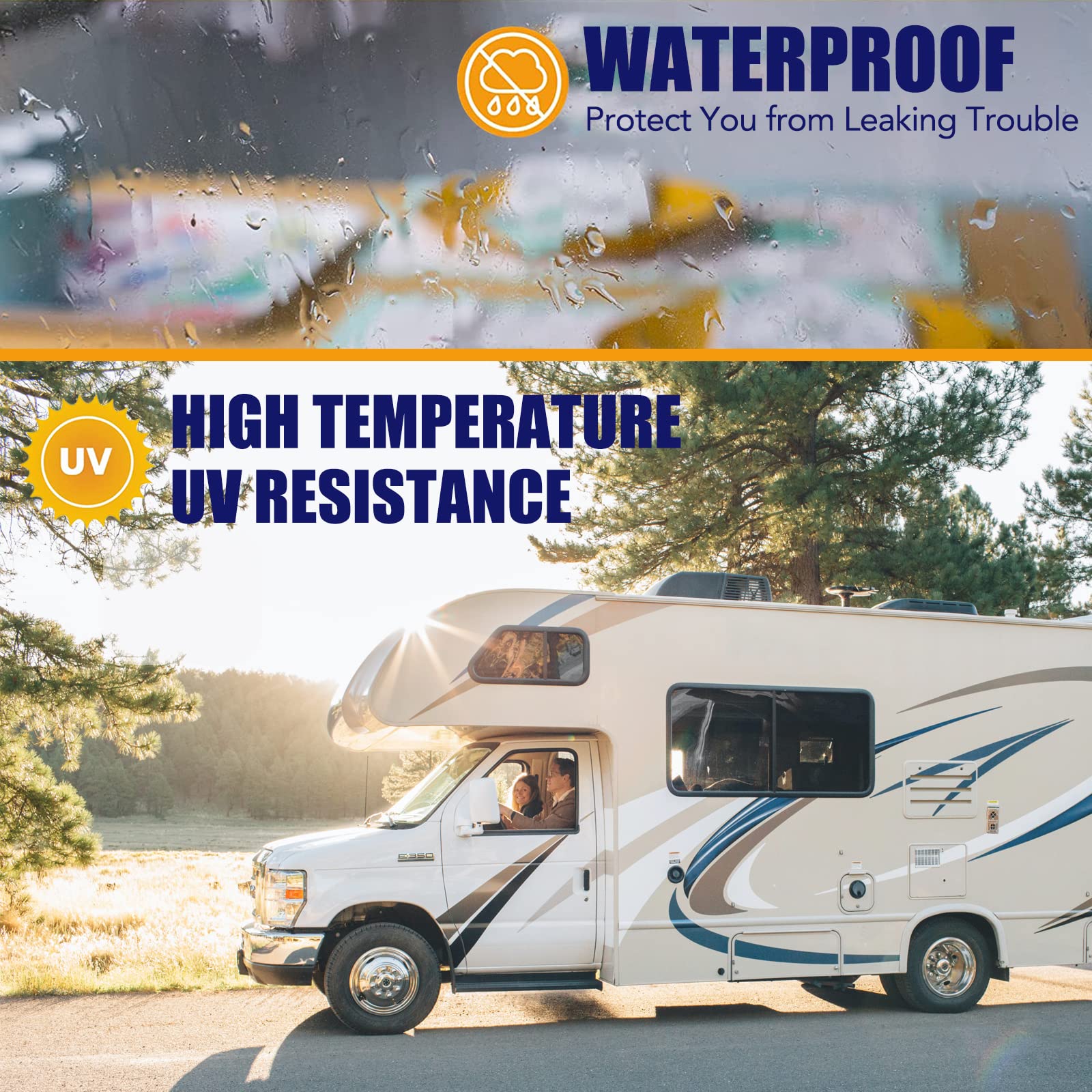 Ramkle butyl sealant tape applying UV-weatherproof seal on exterior surfaces.