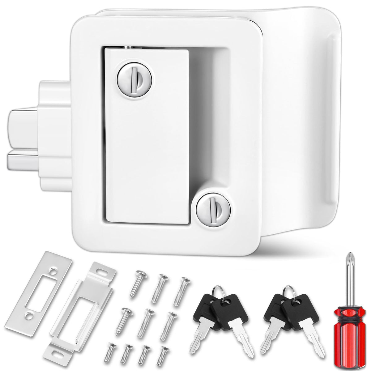 Ramkle RV Entry Door Lock front view showing rugged 100 percent metal construction