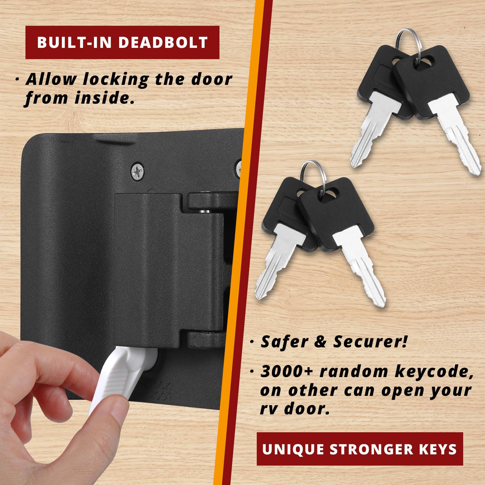 Ramkle RV entry door lock installation kit includes screws and instructions for quick DIY setup