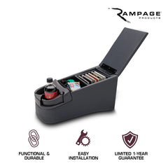 Rampage rear storage with CD/DVD holder on the universal truck bench console