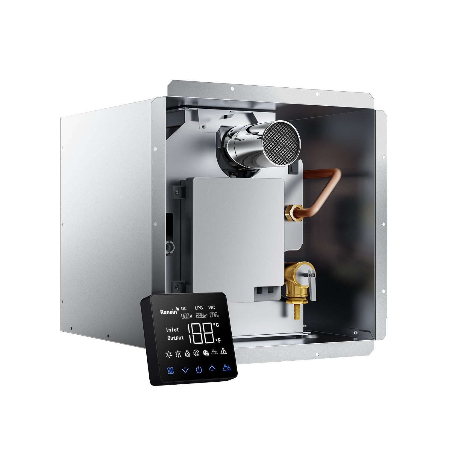 Ranein Gen II RV heater front view for reliable on-demand hot water