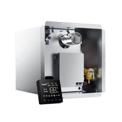 Ranein Gen II RV water heater with 65k BTU delivers instant hot water for steady showers.