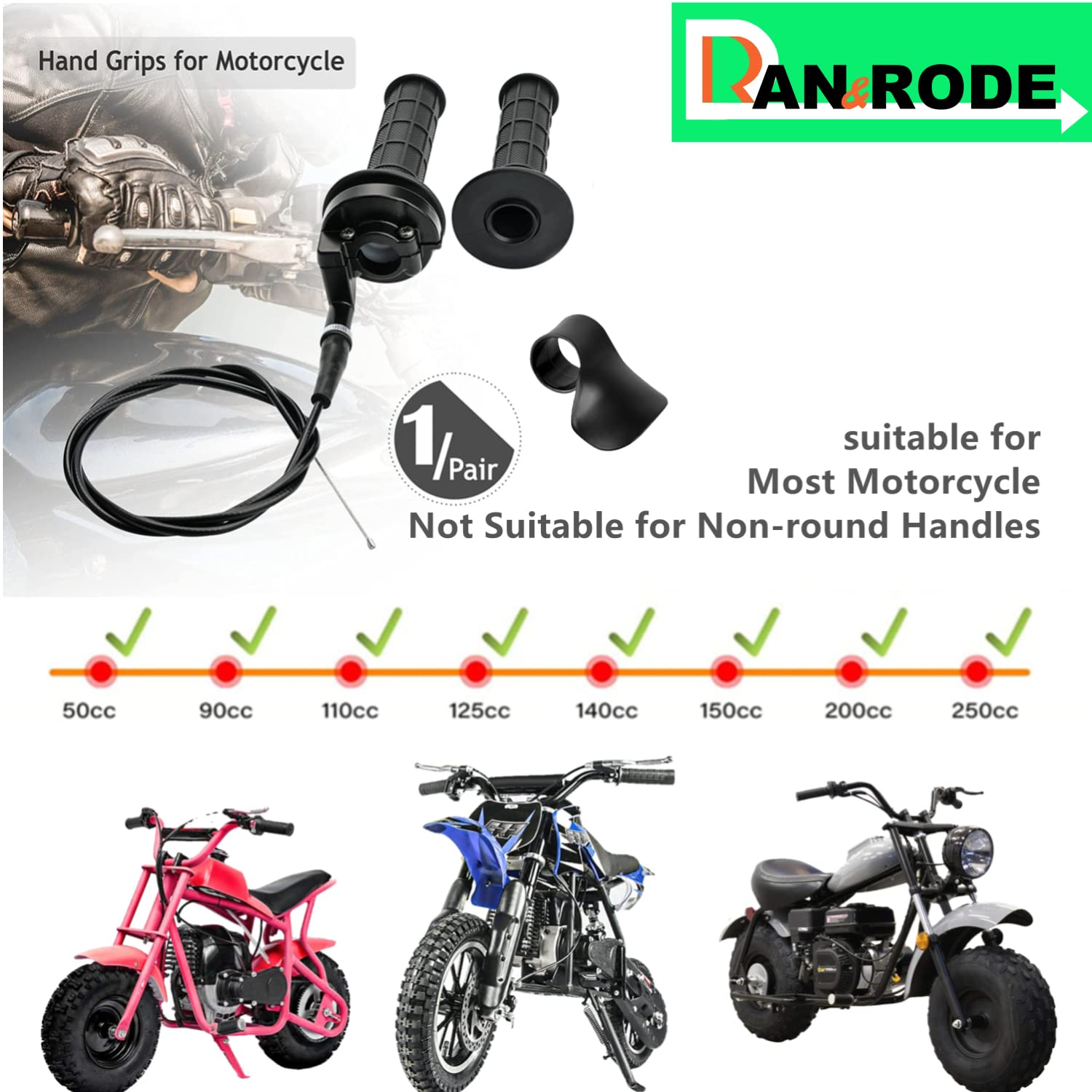Ran&Rode 22mm pit-bike-fit closeup for quick replacements on mini bikes.