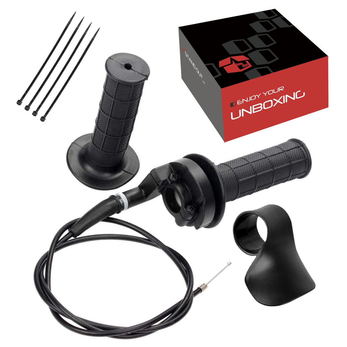 Ran&Rode mini bike throttle assembly left grip for ergonomic control.