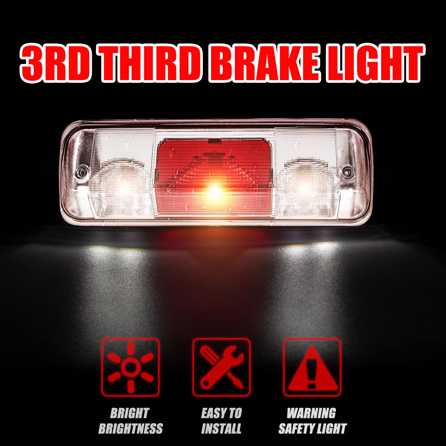 RANSOTO 923-237 F-150 brake light close-up lens shows durable PC material and ABS housing