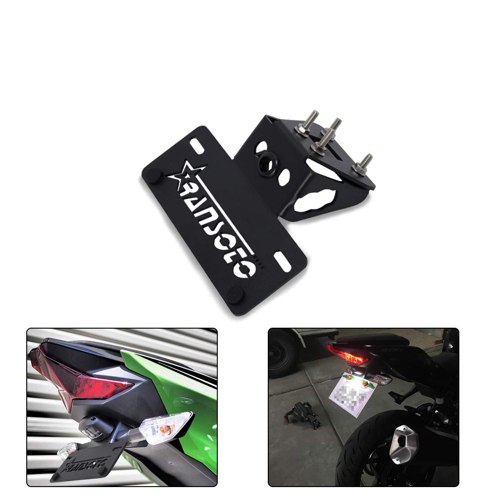 RANSOTO Fender Eliminator bracket on Ninja 400 with sleek, durable tail tidy.