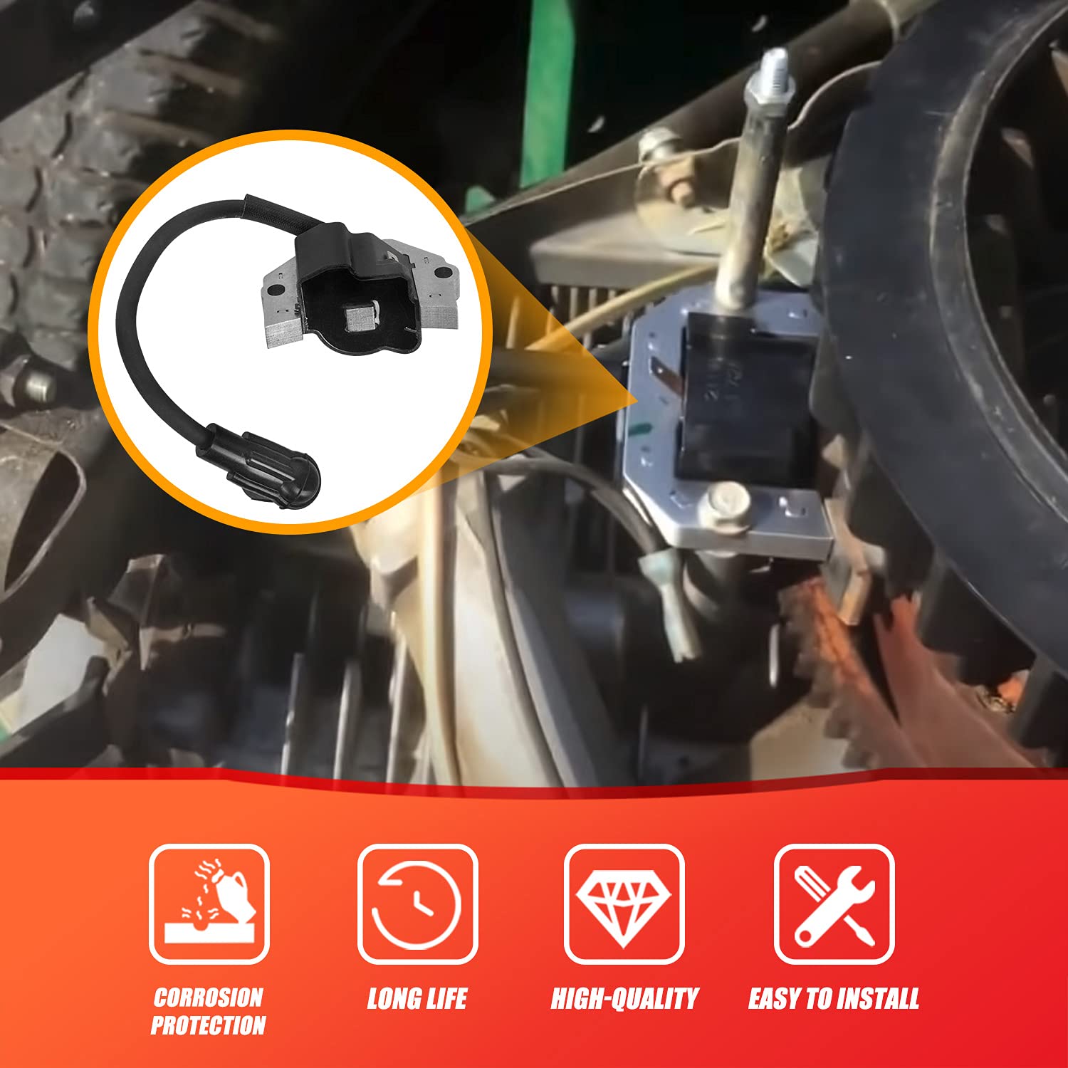 RANSOTO warranty-backed ignition coil for Kawasaki engines.