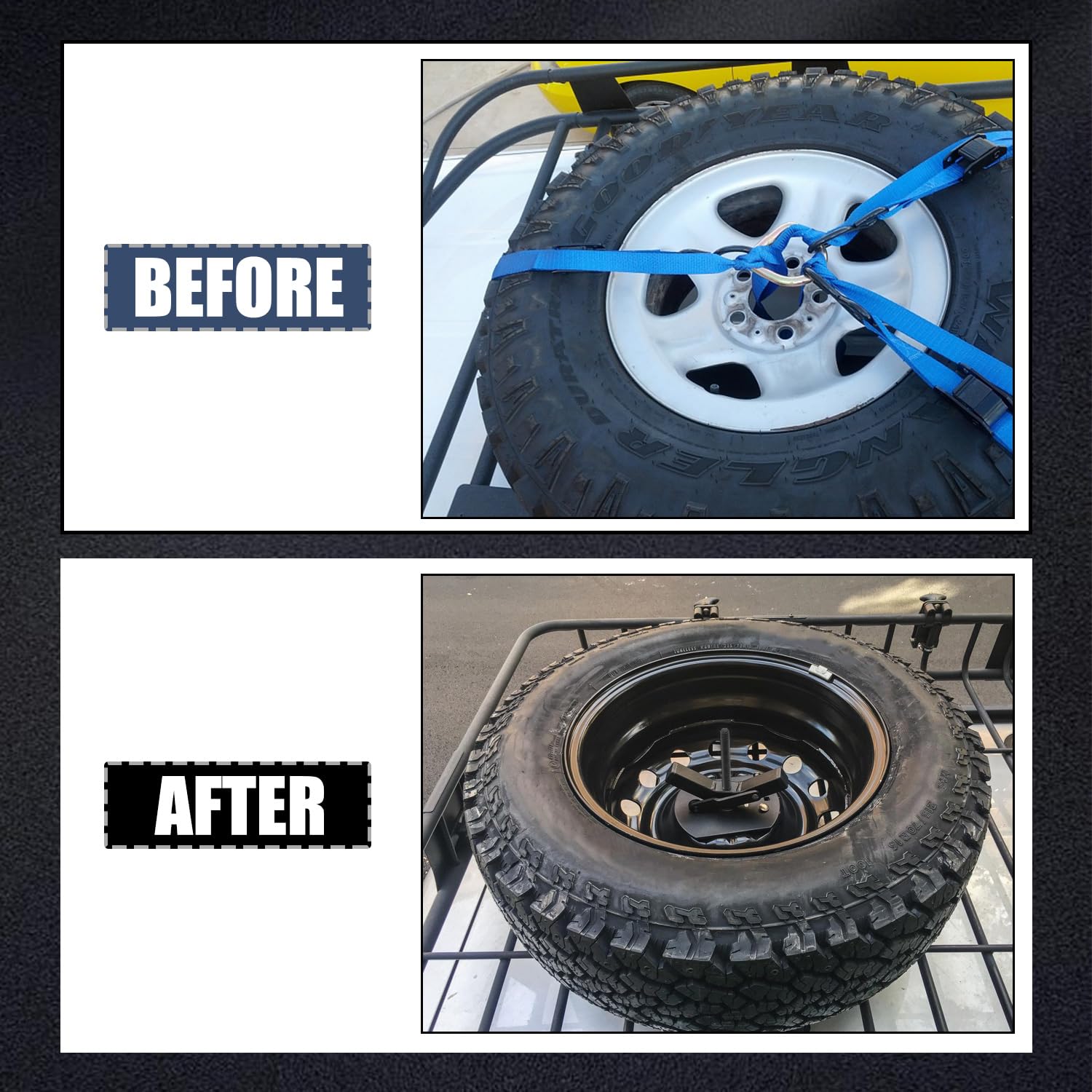 RANSOTO security-ready spare tire mount suitable for SUV and truck roofs