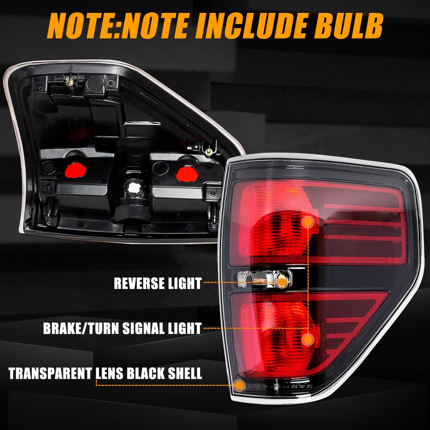 RANSOTO Ford F-150 tail light left smoked closeup shows durable finish