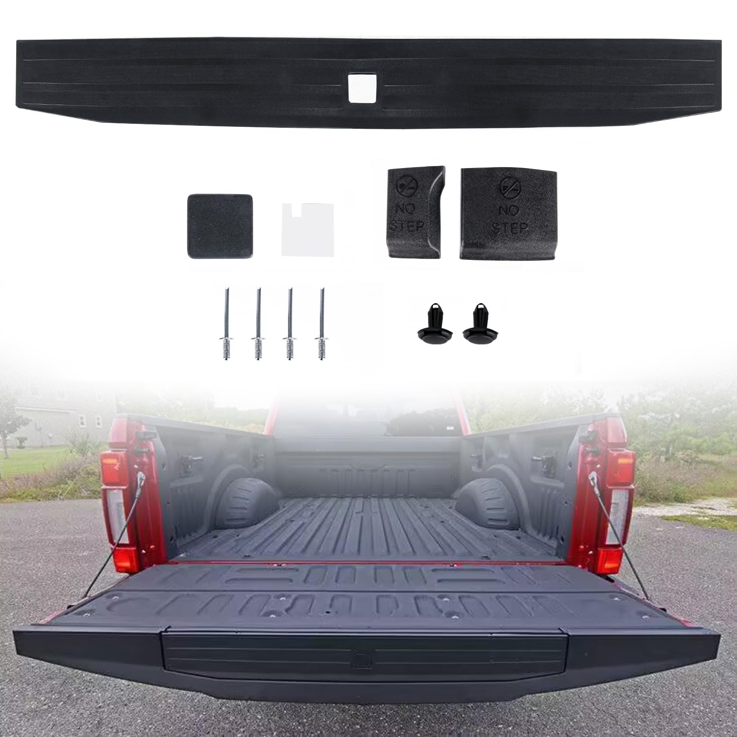 RANSOTO tailgate molding trim on Ford F-Series close-up for edge protection