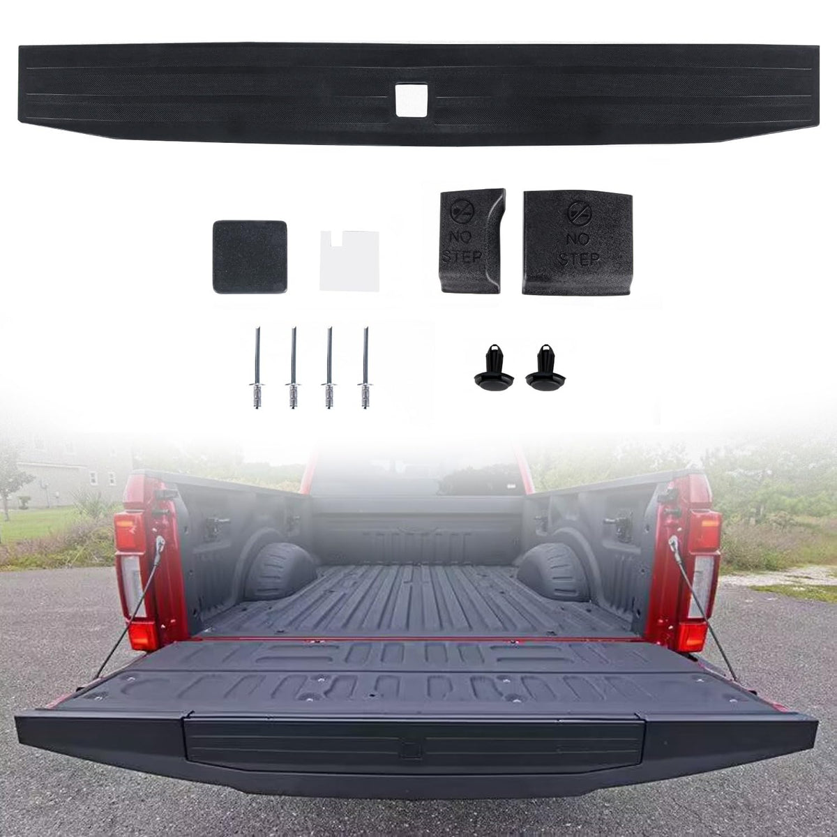 RANSOTO tailgate molding trim on Ford F-Series close-up for edge protection