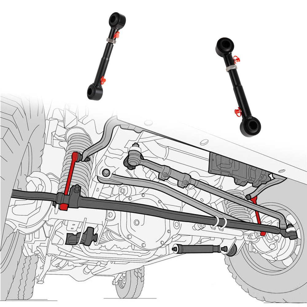 RANSOTO two-piece sway bar disconnect kit in its packaging for Jeep TJ/XJ.