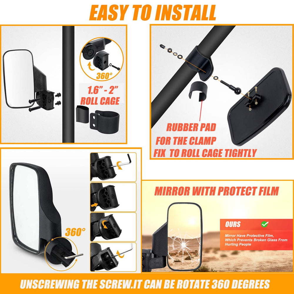 RANSOTO mirror clamps in durable ABS resist corrosion across seasons