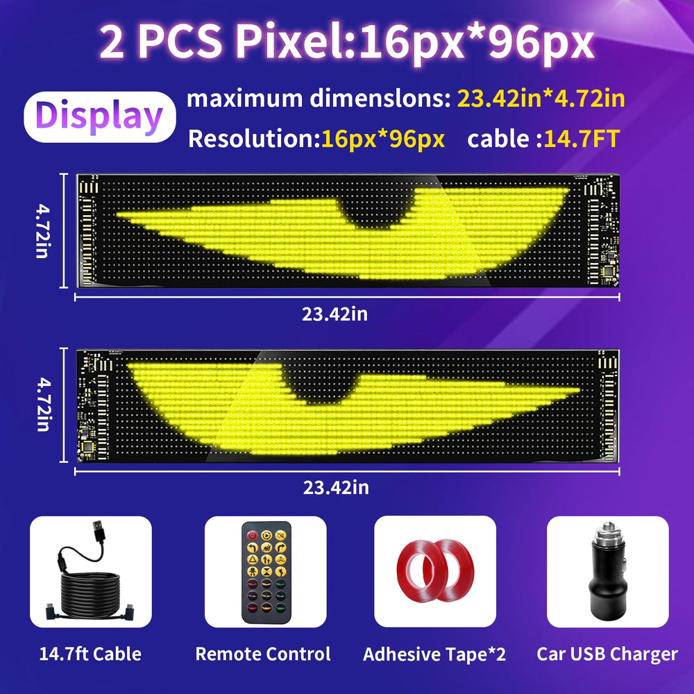 RAOZBE synchronized LED eyes with two screens for cohesive display on a vehicle