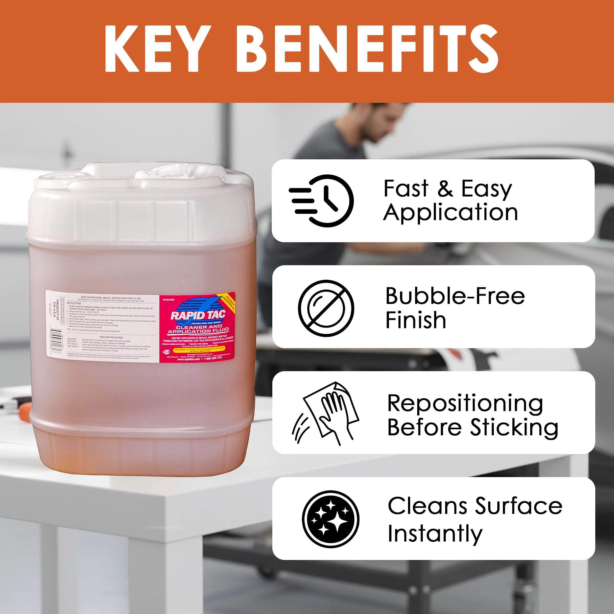 Rapid Tac Application Fluid on vinyl wrap enables precise repositioning of graphics.