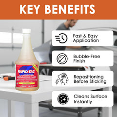 Rapid Tac enables repositioning of graphics before bonding on vinyl projects.