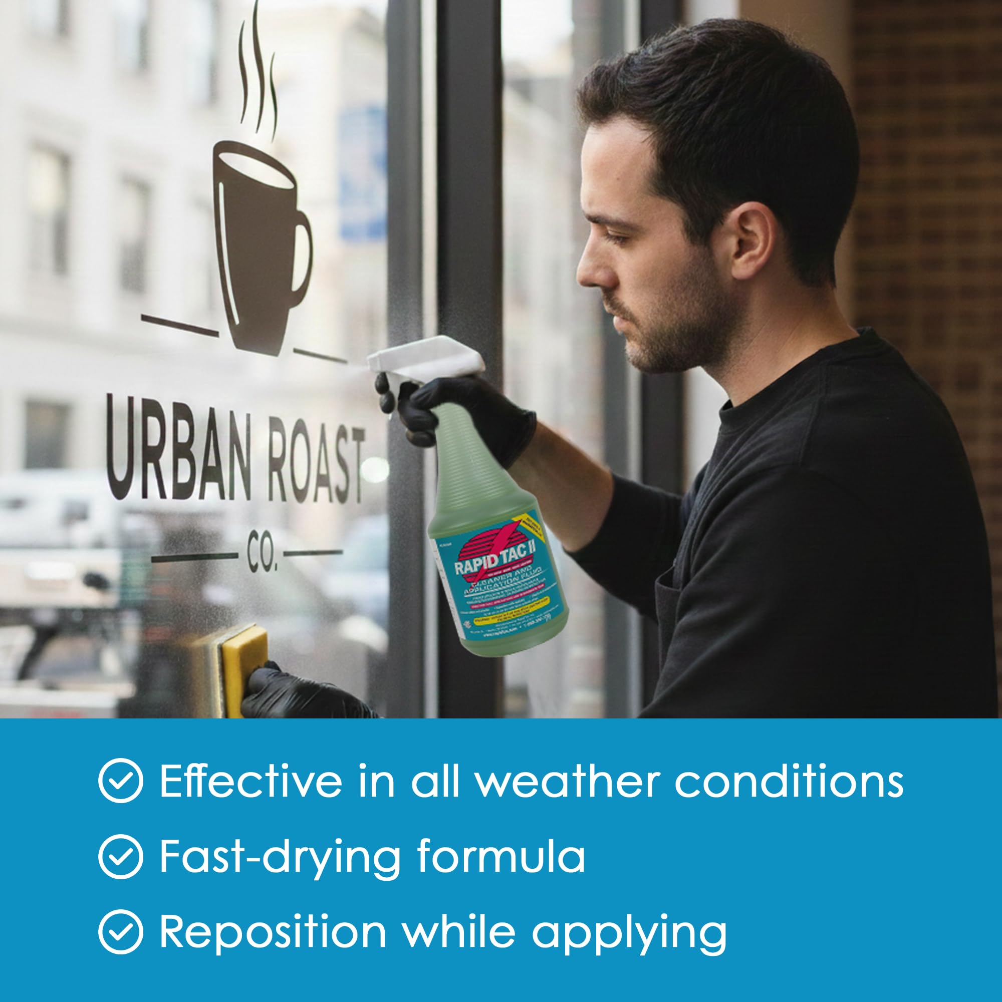 Rapid Tac II glass-application aids clean, bubble-free bonding on glass surfaces.
