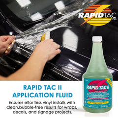 Rapid Tac II glass application supports smooth vinyl adhesion on glass surfaces.
