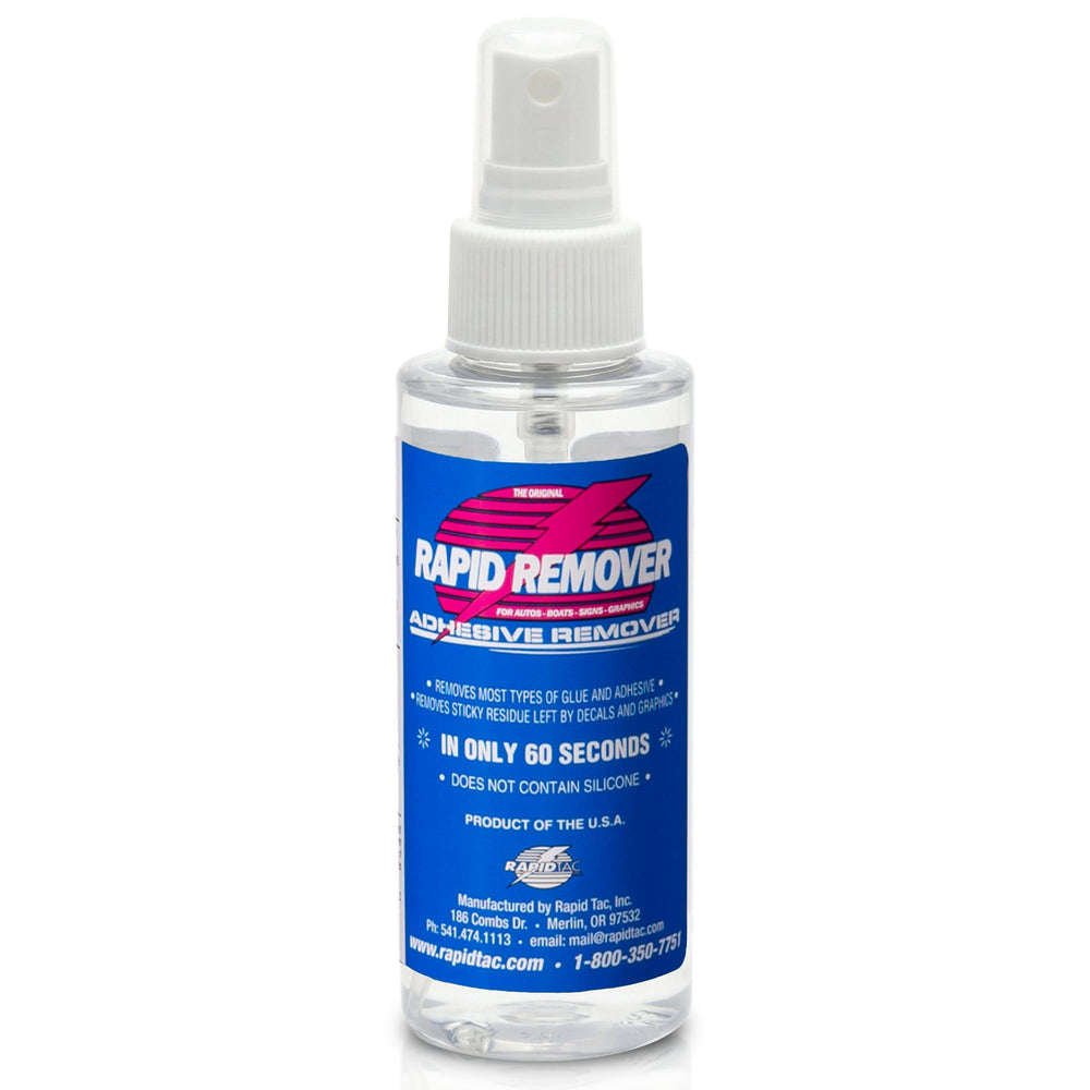 Rapid Tac Rapid Remover 4oz sprayer bottle for fast adhesive removal.