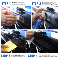Applying remover to vinyl wrap adhesive for quick breakdown.