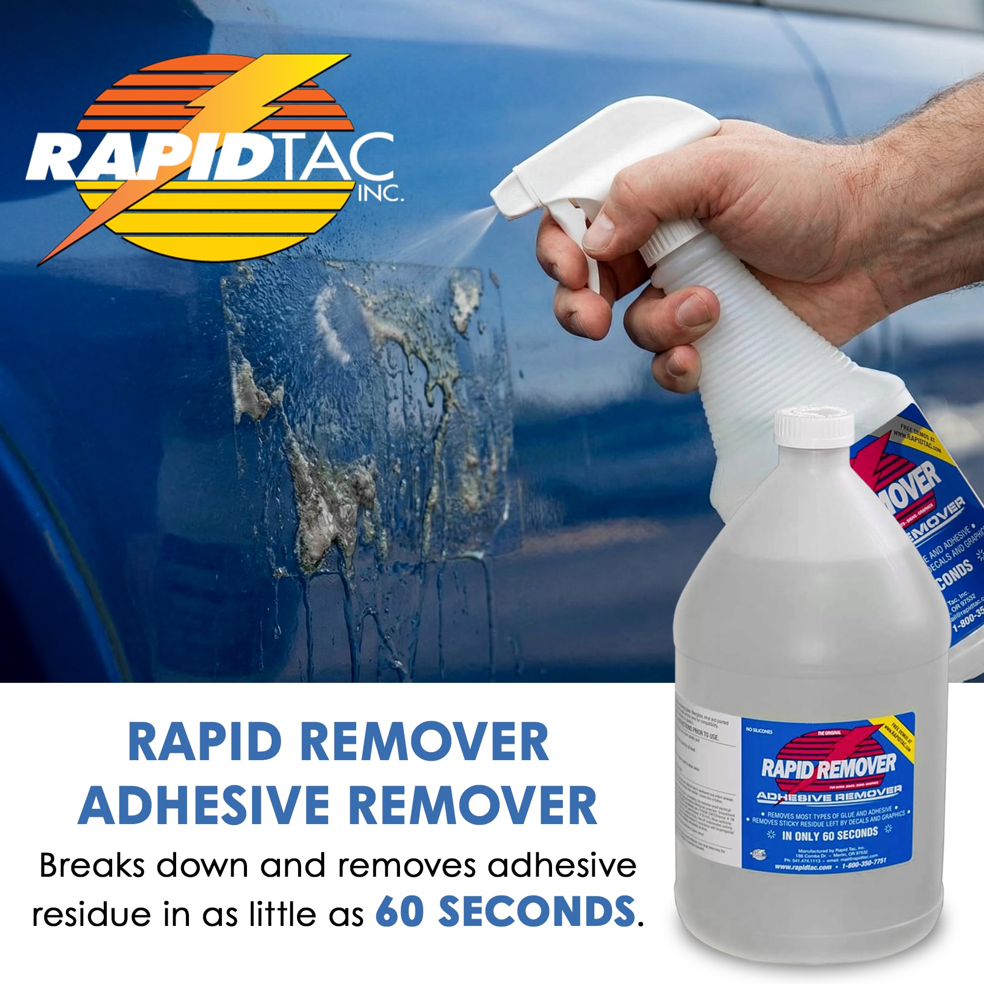 Rapid Tac Rapid Remover being sprayed for controlled coverage on a panel.