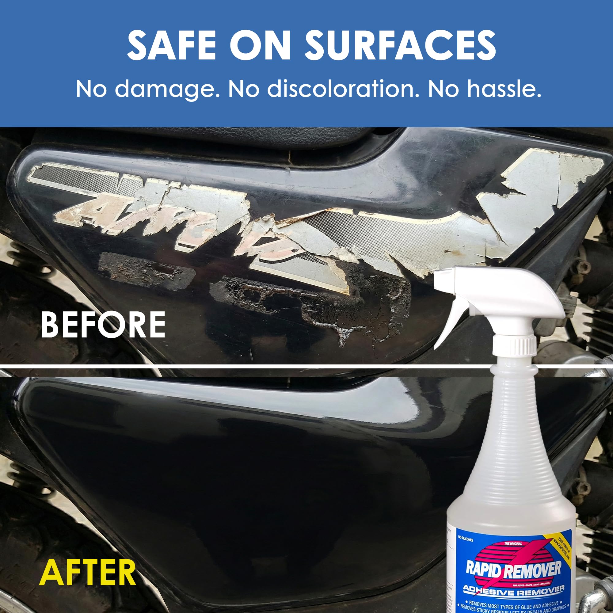 Rapid Tac safe on painted and bare metal surfaces.