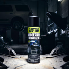 RAPTOR Undercoating textured finish close-up on metal surface for protection