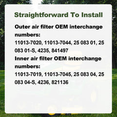 RARAYC inner filter for Kawasaki FX850V provides high-density filtration for clean intake air.