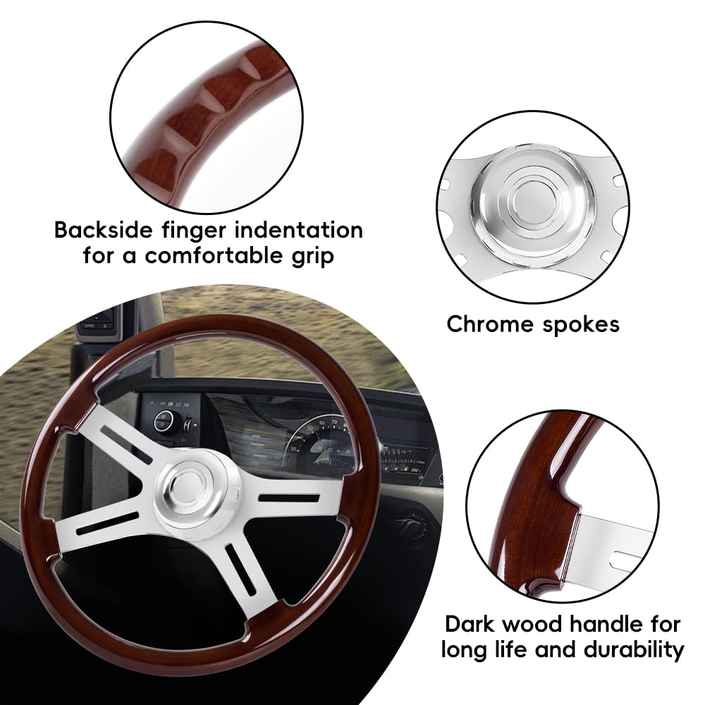 RASTP Kenworth-compatible steering wheel enhances classic truck interior