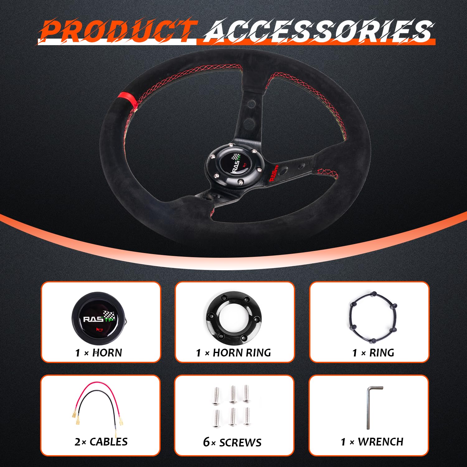 RASTP steering wheel enhances car interior with stylish, refined design.