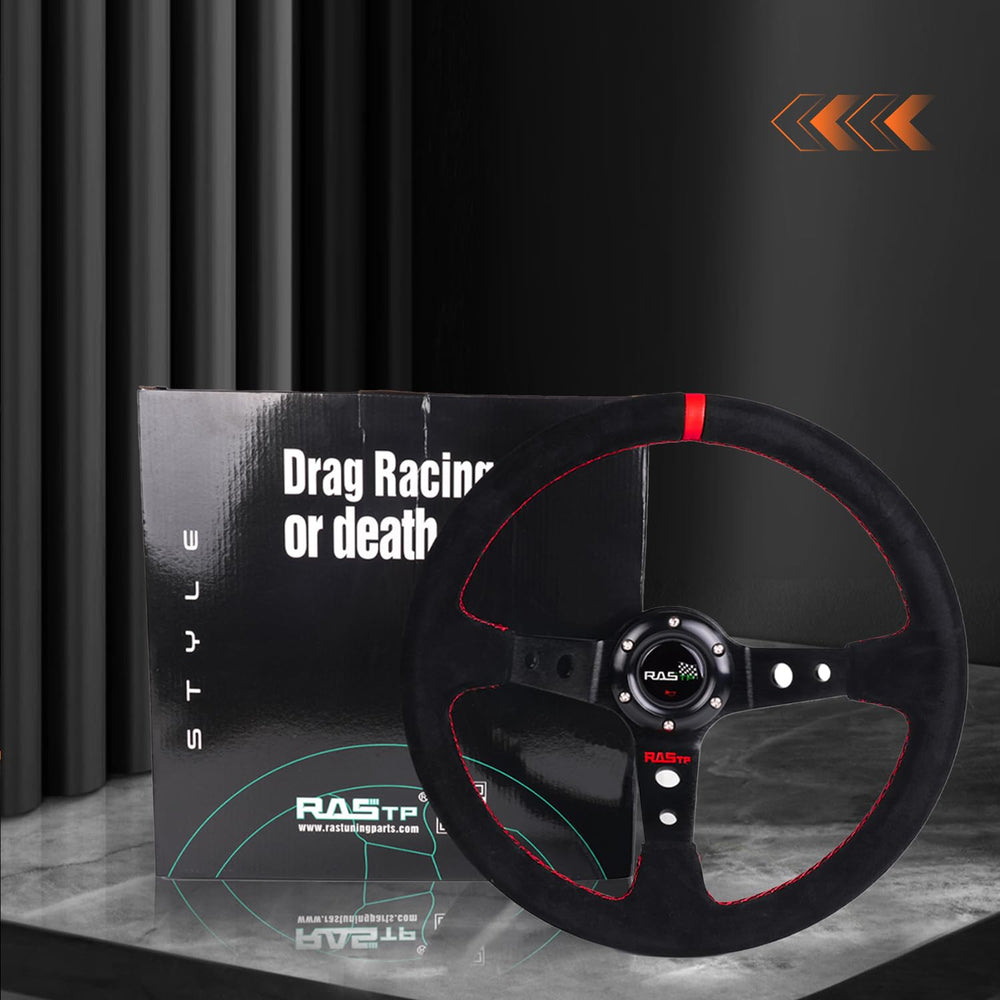 RASTP suede grip improves control during spirited driving.