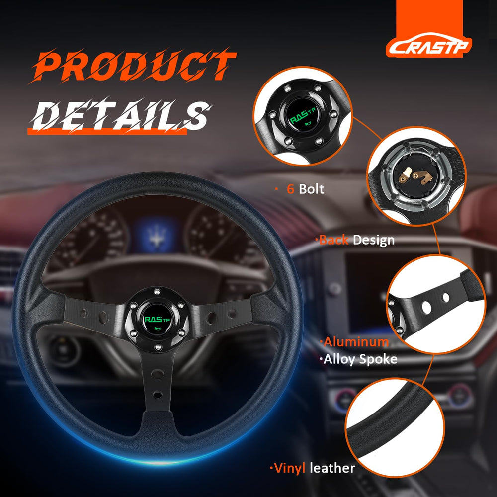 RASTP universal racing wheel side profile showing compact 350mm diameter for agile handling