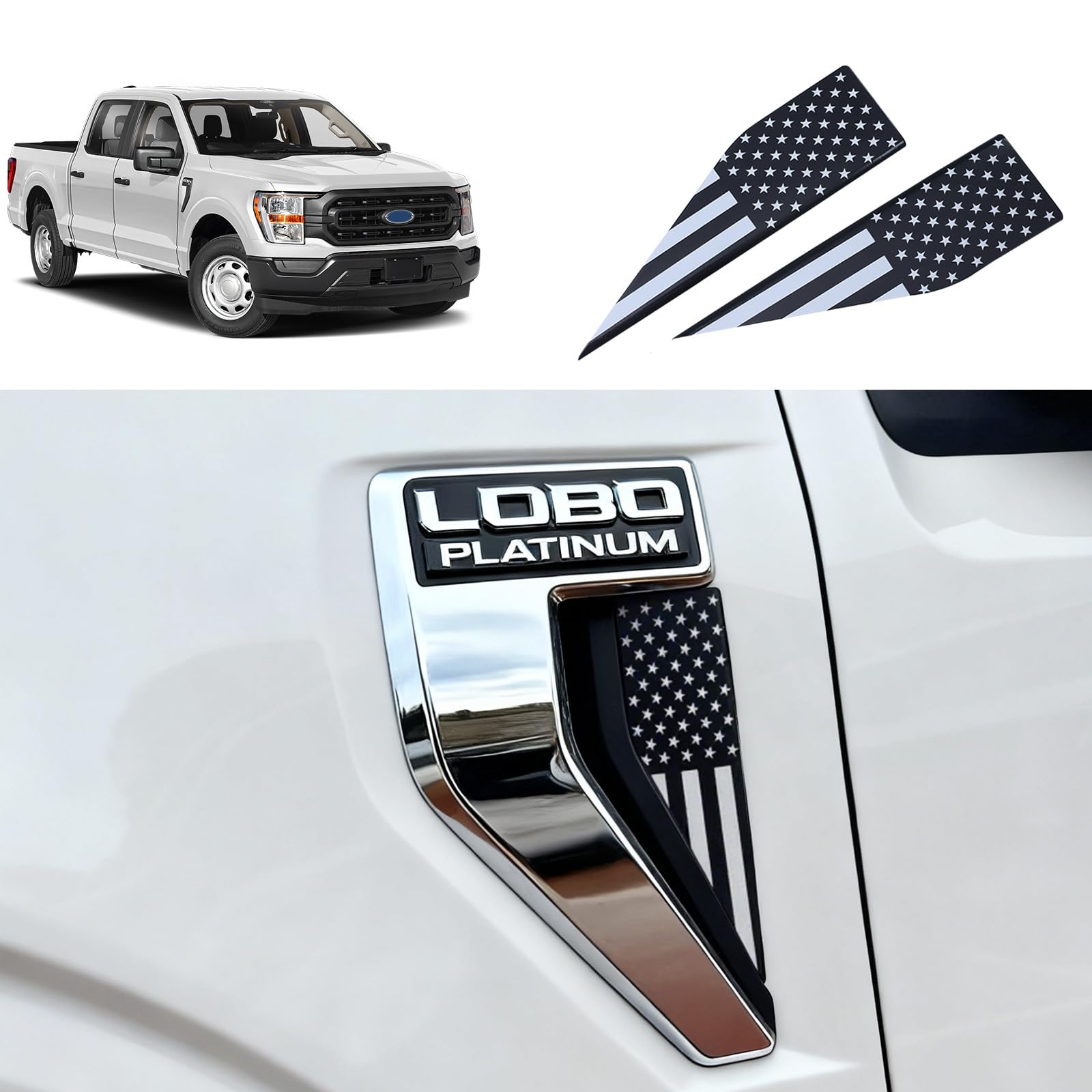 RAVOTOM black American flag decal for Ford F-150 boosts exterior style and pride