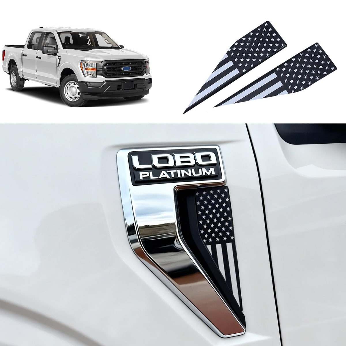 RAVOTOM black American flag decal for Ford F-150 boosts exterior style and pride