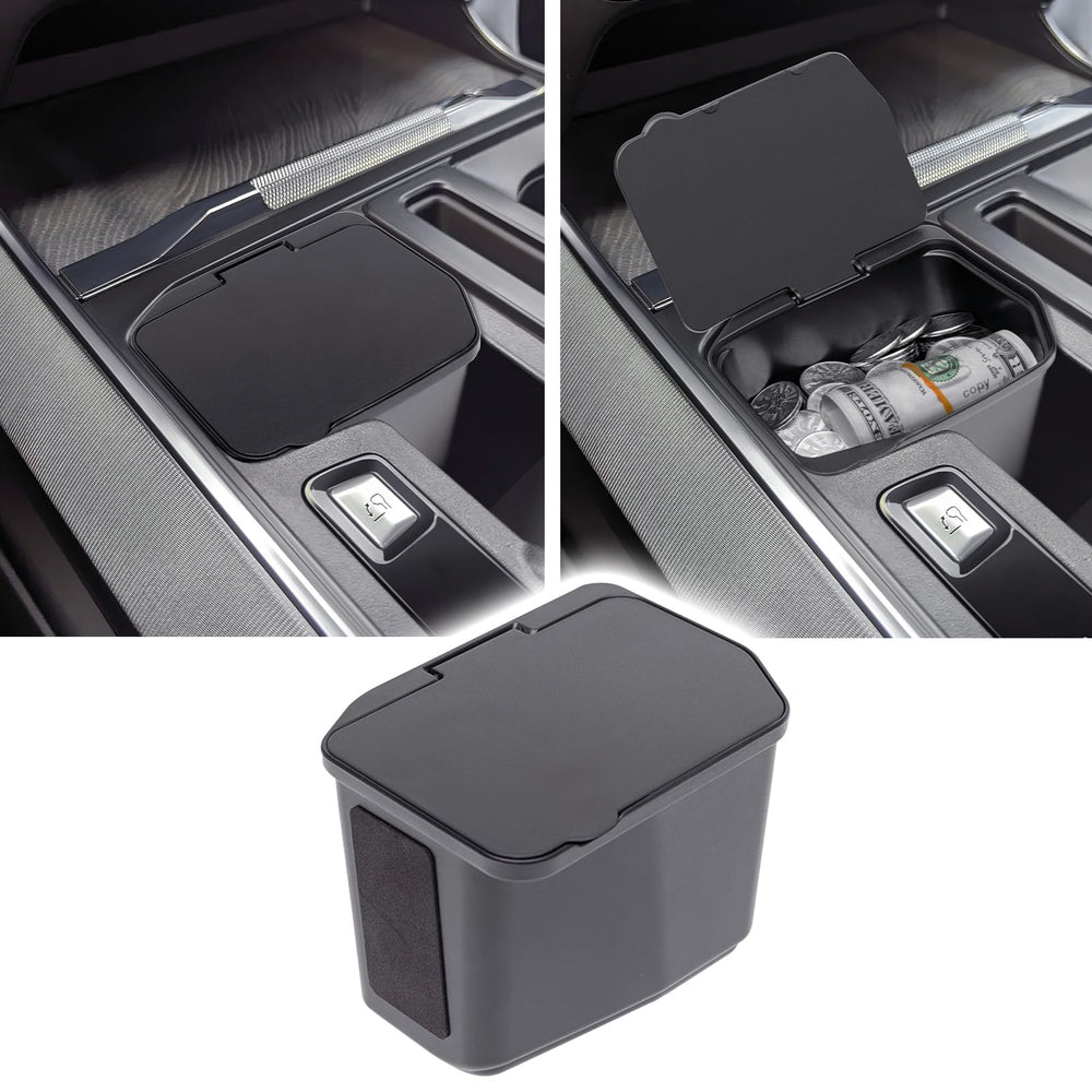 RAVOTOM center console coin box fit shows precise Ford F-150 alignment and organized coins.
