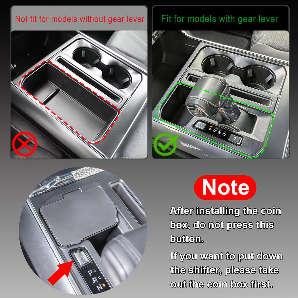 RAVOTOM Ford F-150 coins storage close-up illustrating easy access to items.