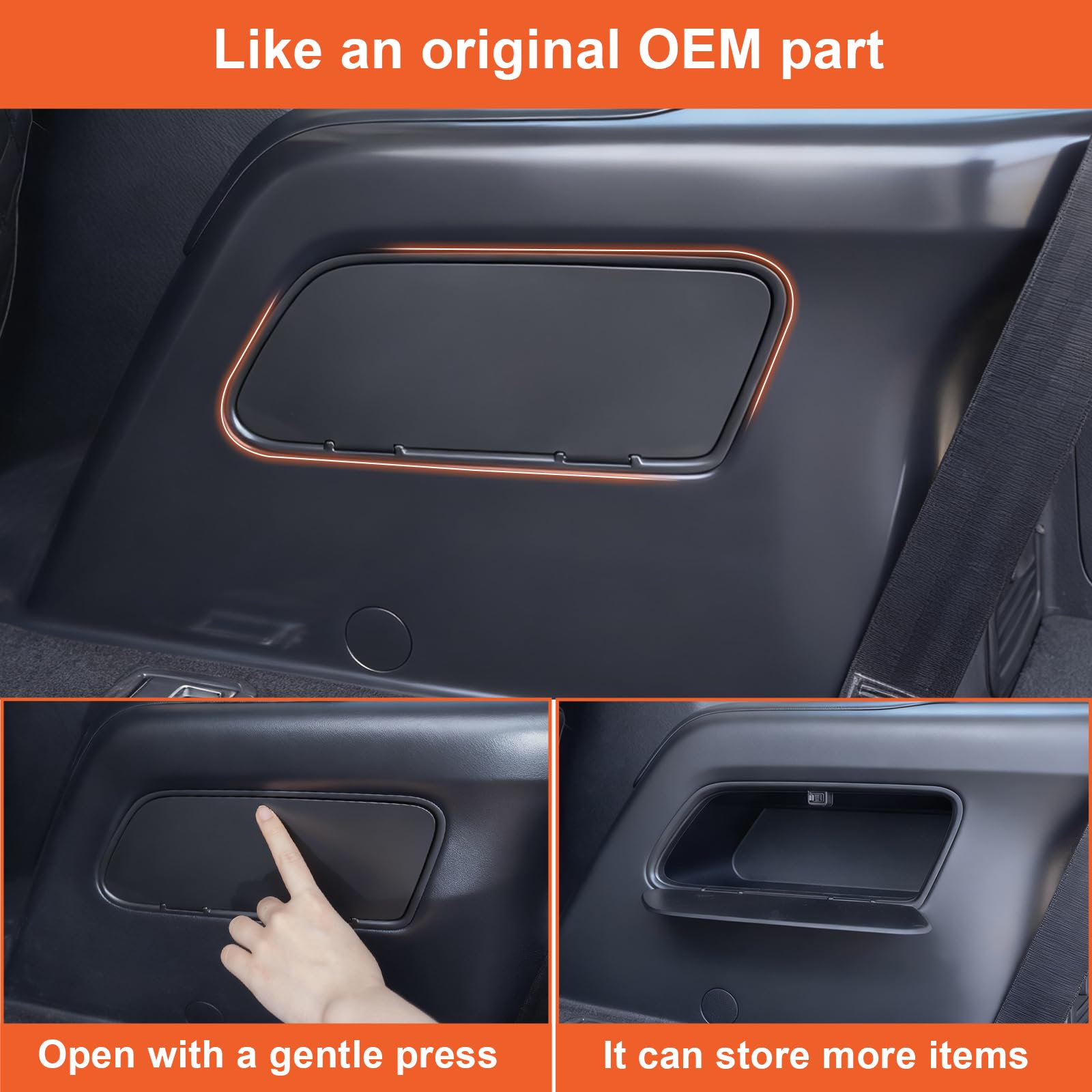 RAVOTOM organized tools and bottles using the trunk side compartment